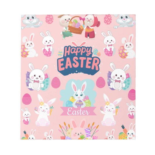 Happy Easter Wishes - Pattern Funny Bunny Easter Notitieblok (Voorkant)