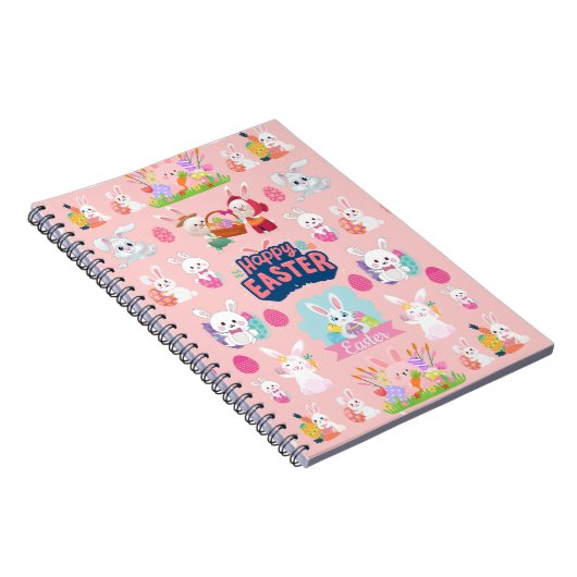 Happy Easter Wishes - Pattern Funny Bunny Easter Notitieboek (Rechterzijde)