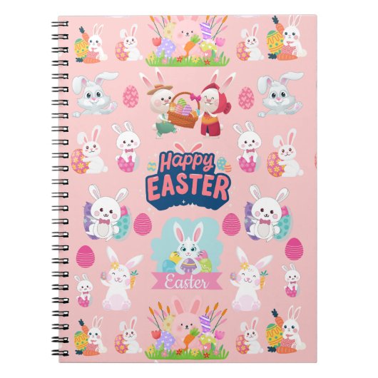 Happy Easter Wishes - Pattern Funny Bunny Easter Notitieboek (Voorkant)