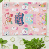 Happy Easter Wishes - Pattern Funny Bunny Easter Theedoek (Gevouwen)