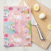 Happy Easter Wishes - Pattern Funny Bunny Easter Theedoek (Quarter Fold)