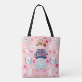 Happy Easter Wishes - Pattern Funny Bunny Easter Tote Bag (Achterkant)