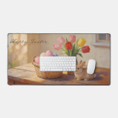 Happy Easter with Colorful Eggs and Tulips Bureaumat (Keyboard & Muis)