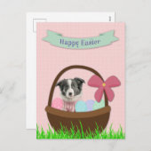Happy Easter with Dog in Easter Basket Postcard Feestdagenkaart (Voorkant / Achterkant)