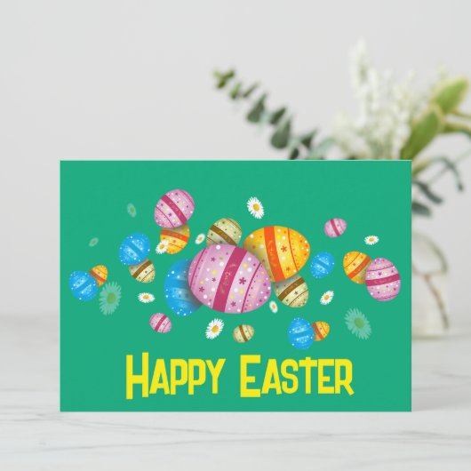 Happy Easter with Easter eggs Feestdagenkaart (Staand voorkant)
