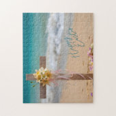 Happy Easter Wooden Cross with Lilies on Beach Legpuzzel (Verticaal)