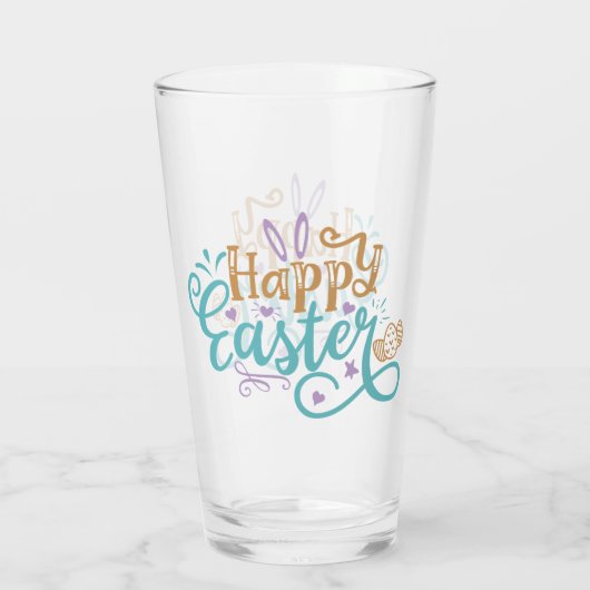 Happy Easter-woordkunst Glas (Achterkant)