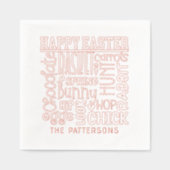 Happy Easter Word Art Typografie Gepersonaliseerde Folie Servetten (Voorkant)