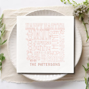 Happy Easter Word Art Typografie Gepersonaliseerde Folie Servetten