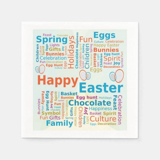 Happy Easter Word Cloud Letters with Eggs Servet (Voorkant)