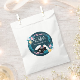 Happy Easter Wreath, Black Cat met bunny ears Bedankzakje