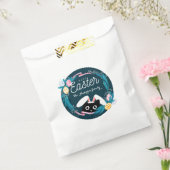 Happy Easter Wreath, Black Cat met bunny ears Bedankzakje (Gezegeld)