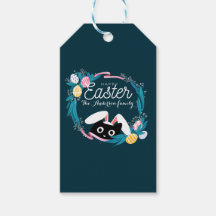 Happy Easter Wreath, Black Cat met bunny ears