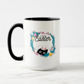 Happy Easter Wreath, Black Cat with bunny ears Mok (Links)