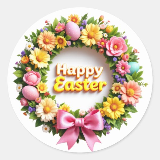 Happy Easter Wreath Sheet of Ronde Sticker (Voorkant)