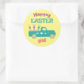 Happy Easter y'all, bunny truck Ronde Sticker (Tas)