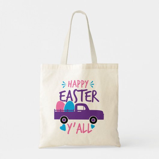 Happy Easter Y'all Modern Egg Truck Favor Tote Bag (Achterkant)
