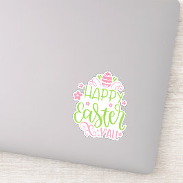 Happy Easter Y'all Roze en Green Vinyl Sticker