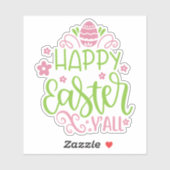 Happy Easter Y'all Roze en Green Vinyl Sticker (Vel)