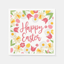 Happy Easter | Yellow and Red Floral  Servet