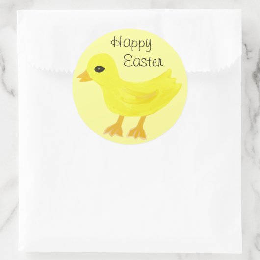 Happy Easter Yellow Baby Dick Ronde Sticker (Tas)