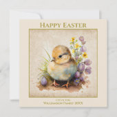Happy Easter Yellow Chick op persoonlijke titel Feestdagenkaart (Voorkant)