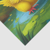 Happy Easter Yellow Chicks in a Pond by a Red Barn Tissuepapier (Detail)