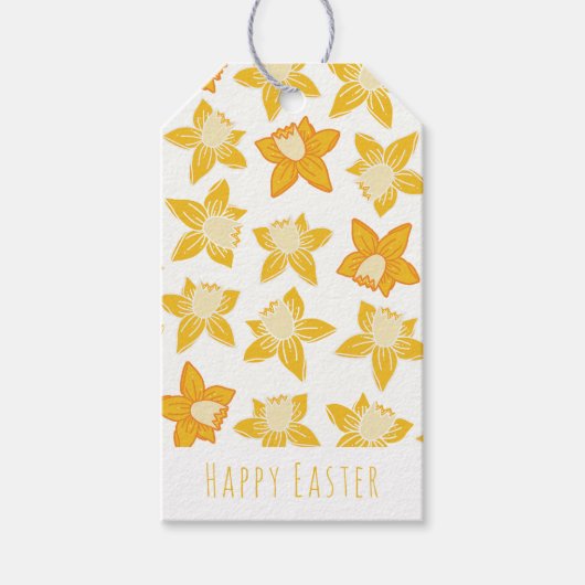 Happy Easter Yellow Daffodil Cadeaulabel (Voorkant)