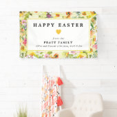 Happy Easter Yellow Daffodil Heart Welkom Spandoek (Insitu)