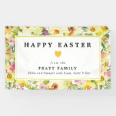Happy Easter Yellow Daffodil Heart Welkom Spandoek (Horizontaal)