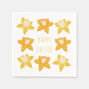 Happy Easter Yellow Daffodil Servet