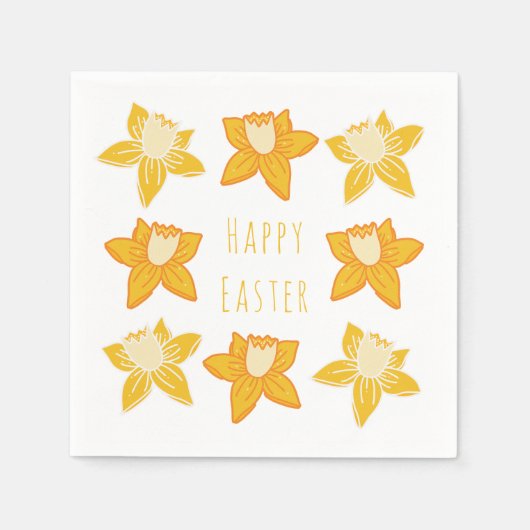 Happy Easter Yellow Daffodil Servet (Voorkant)