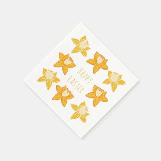 Happy Easter Yellow Daffodil Servet (Hoek)