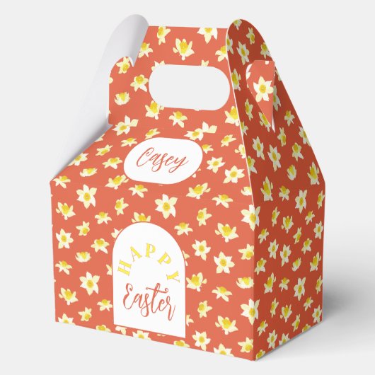 Happy Easter. Yellow Daffodils Spring Modern. Bedankdoosjes (Voorkant)