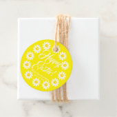 Happy Easter yellow daisy aangepaste script vrolij Bedankjes Labels (In situ)