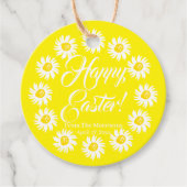 Happy Easter yellow daisy aangepaste script vrolij Bedankjes Labels (Voorkant)