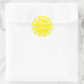 Happy Easter yellow daisy aangepaste script vrolij Ronde Sticker (Tas)