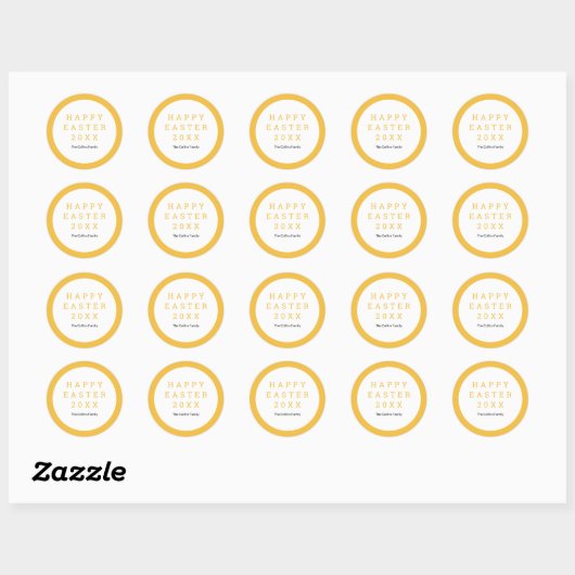 Happy Easter Yellow Elegant Custom Name Modern Ronde Sticker (Vel)
