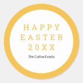 Happy Easter Yellow Elegant Custom Name Modern Ronde Sticker (Voorkant)