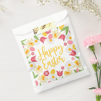 Happy Easter | Yellow Red Floral  Bedankzakje