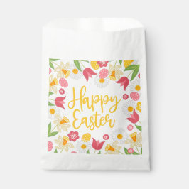 Happy Easter | Yellow Red Floral  Bedankzakje