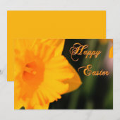 Happy Easter Yellow Spring Daffodil Flower Feestdagenkaart (Voorkant / Achterkant)