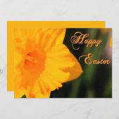 Happy Easter Yellow Spring Daffodil Flower Feestdagenkaart (Voorkant / Achterkant)