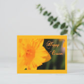 Happy Easter Yellow Spring Daffodil Flower Feestdagenkaart (Staand voorkant)
