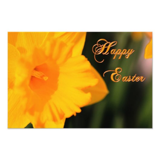Happy Easter Yellow Spring Daffodil Flower Foto Afdruk (Voorkant)