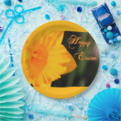 Happy Easter Yellow Spring Daffodil Flower Papieren Bordje (Feest)