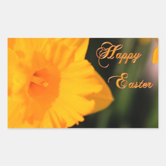 Happy Easter Yellow Spring Daffodil Flower Rechthoekige Sticker (Voorkant)