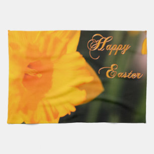 Happy Easter Yellow Spring Daffodil Flower Theedoek