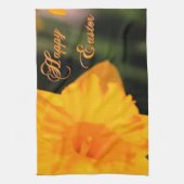 Happy Easter Yellow Spring Daffodil Flower Theedoek (Verticaal)