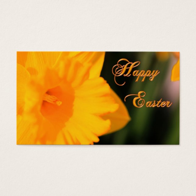 Happy Easter Yellow Spring Daffodil Flower Visitekaartjes (Voorkant)
